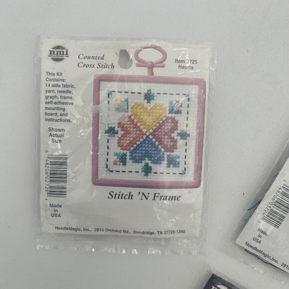 4 Counted Cross Stitch Kit Springtime NMI Kitty, Hearts, Duck & Light House - Picture 5 of 8
